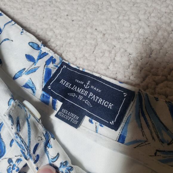 Kiel James Patrick Linen Cotton Blend Chinoiserie Beach Pattern Shorts Size 10 - Picture 5 of 16
